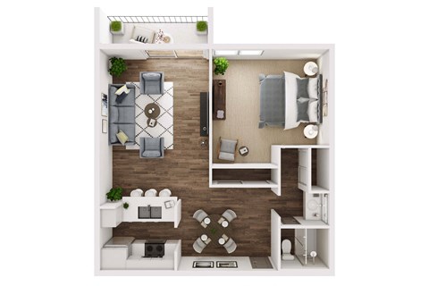 Floor plan for 1 bed, 1 bath, 795 sqft